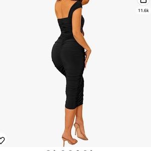 NWOT Sexy One Shoulder Midi Bodycon Dress color, black size large